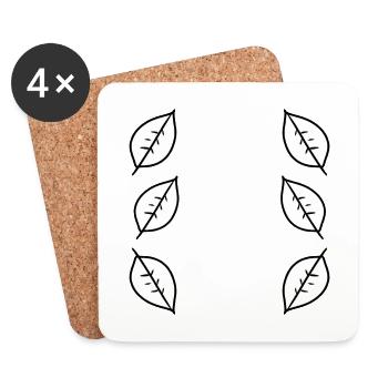 Motif Feuille Feuilles Cadre Nature - Dessous de verre (lot de 4) - blanc - Devant