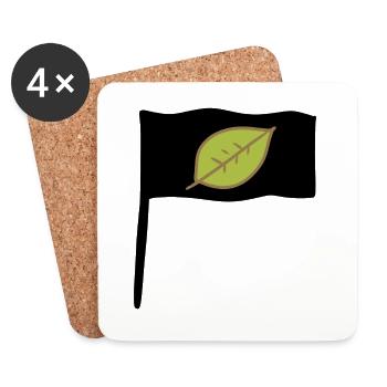 Symbole Drapeau Feuille Vert Nature Bar - Dessous de verre (lot de 4) - blanc - Devant