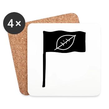 symbol flagge stange blatt natur - Untersetzer (4er-Set) - Weiß - Vorne