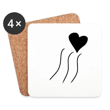 Lines Line Heart Shape Love Symbol - Coasters (set of 4) - white - Front