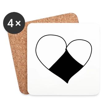 Heart Symbol Three Parts Love Pattern - Coasters (set of 4) - white - Front