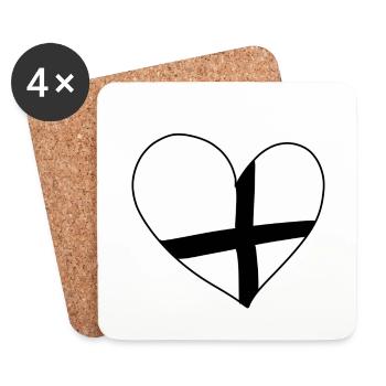 herz linien band pflaster kreuz - Untersetzer (4er-Set) - Weiß - Vorne