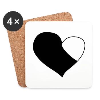 Heart Symbol Two Parts Love Pattern - Coasters (set of 4) - white - Front