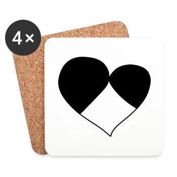 Symbole du coeur Trois parties amour trois pièces - Dessous de verre (lot de 4) - blanc - Devant