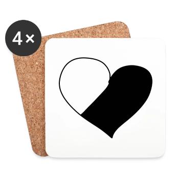 Symbole du coeur en deux parties Amour - Dessous de verre (lot de 4) - blanc - Devant