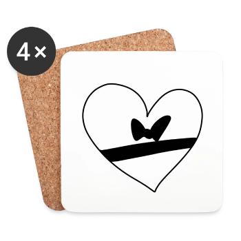 Symbole de coeur Ruban noeud d’amour - Dessous de verre (lot de 4) - blanc - Devant