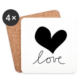 Symbole d’amour du cœur - Dessous de verre (lot de 4) - blanc - Devant