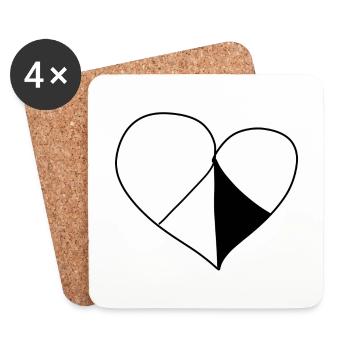 Heart Symbol Pattern Four Parts Love - Coasters (set of 4) - white - Front