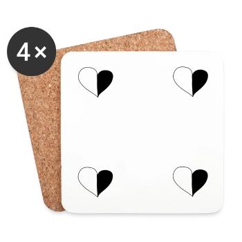 Coeur Quatre Coeurs Symbole Deux Parties Modèle D’amour - Dessous de verre (lot de 4) - blanc - Devant