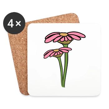 Blume Symbol pflanze blumen symbol rosa - Untersetzer (4er-Set) - Weiß - Vorne