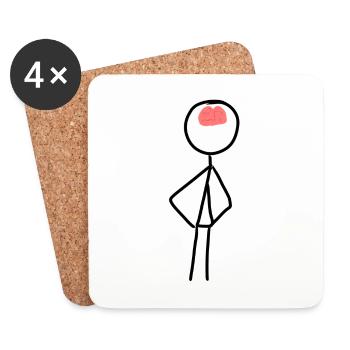 Cerveau de symbole humain - Dessous de verre (lot de 4) - blanc - Devant