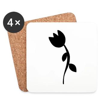 Flower Symbol Shape Blossom Plant - Coasters (set of 4) - white - Front