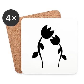 Flower symbol blossom plant two roses shape - Coasters (set of 4) - white - Front