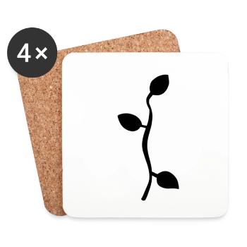 Leaf Leaves Line Nature Branch - Coasters (set of 4) - white - Front
