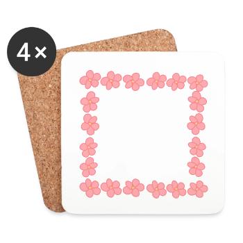 Flowers Blossom Plant Pink Frame - Coasters (set of 4) - white - Front