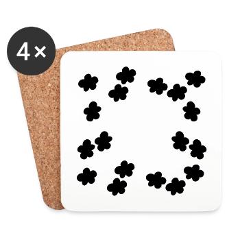 Flowers Blossom Plant Frame Shape - Coasters (set of 4) - white - Front