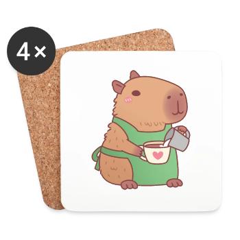 Süßes Capybara Barista Kaffee kochen - Untersetzer (4er-Set) - Weiß - Vorne