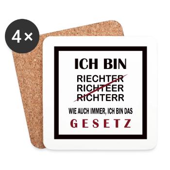 Richter T-Shirt Ich bin das Gesetz, lustig Witzig - Untersetzer (4er-Set) - Weiß - Vorne