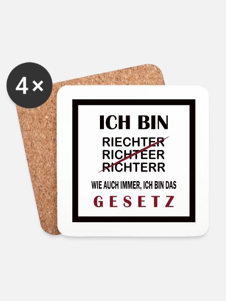 Richter T-Shirt Ich bin das Gesetz, lustig Witzig - Untersetzer (4er-Set) - Weiß