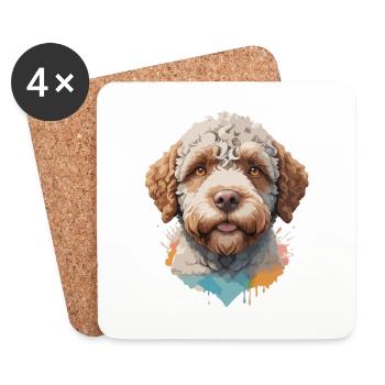 Lagotto romagnolo Chien Mignon au design coloré - Dessous de verre (lot de 4) - blanc - Devant