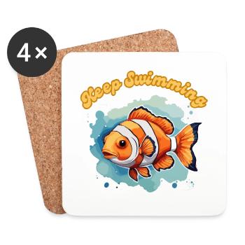 Clownfish Colorful Nemo Keep swimming - Coasters (set of 4) - white - Front