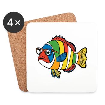 Poisson coloré Nemo lunettes natation - Dessous de verre (lot de 4) - blanc - Devant