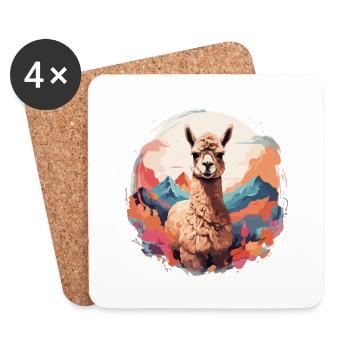 Alpaka Lama Cooler prächtiger Hintergrund - Untersetzer (4er-Set) - Weiß - Vorne