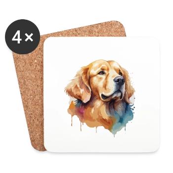 Golden Retriever Hund Coole Aquarelle - Untersetzer (4er-Set) - Weiß - Vorne