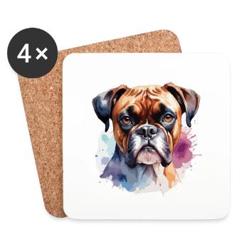 Boxer Hund Cool Bunt Und Niedlich - Untersetzer (4er-Set) - Weiß - Vorne