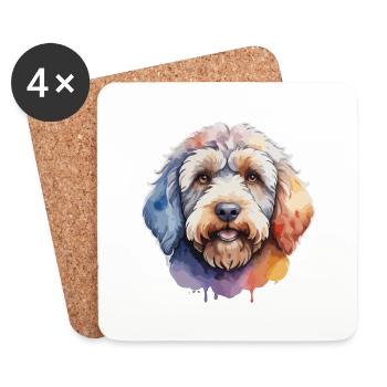 Labradoodle Hund Niedlich Bunt - Untersetzer (4er-Set) - Weiß - Vorne
