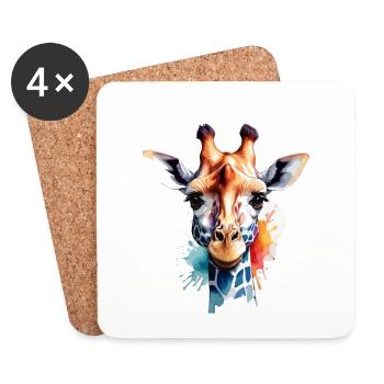 Giraffe Bunt Cool Niedlich Animiert - Untersetzer (4er-Set) - Weiß - Vorne