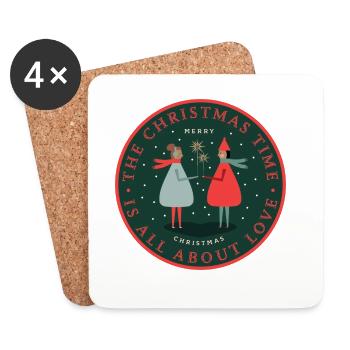 Christmas Duet: Love Sparks - Coasters (set of 4) - white - Front