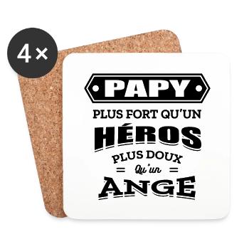 PAPY PLUS FORT QU'UN HEROS PLUS DOUX QU'UN ANGE - Dessous de verre (lot de 4) - blanc - Devant