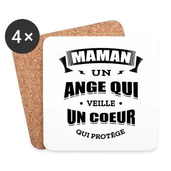 MAMAN UN ANGE QUI VEILLE UN CŒUR QUI PROTÈGE - Dessous de verre (lot de 4) - blanc - Devant