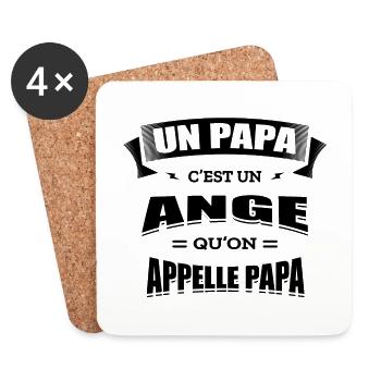 UN PAPA C'EST UN ANGE QU'ON APPELLE PAPA - Dessous de verre (lot de 4) - blanc - Devant