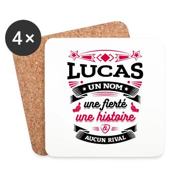 LUCAS UN NOM UNE FIERTÉ AUCUN RIVAL - Dessous de verre (lot de 4) - blanc - Devant