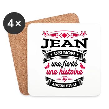JEAN UN NOM UNE FIERTÉ AUCUN RIVAL - Dessous de verre (lot de 4) - blanc - Devant
