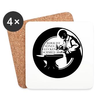 Badge - Everyone is the architect of their own happiness - Coasters (set of 4) - white - Front