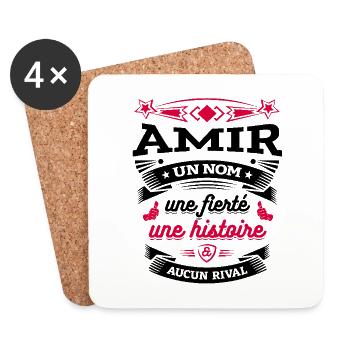 AMIR UN NOM UNE FIERTÉ AUCUN RIVAL - Dessous de verre (lot de 4) - blanc - Devant