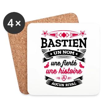 BASTIEN UN NOM UNE FIERTÉ AUCUN RIVAL - Dessous de verre (lot de 4) - blanc - Devant