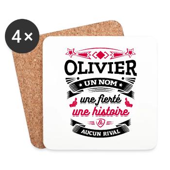 OLIVIER UN NOM UNE FIERTÉ AUCUN RIVAL - Dessous de verre (lot de 4) - blanc - Devant