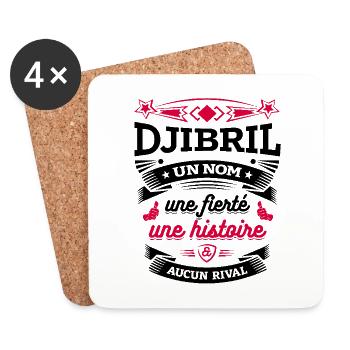 DJIBRIL UN NOM UNE FIERTÉ AUCUN RIVAL - Dessous de verre (lot de 4) - blanc - Devant
