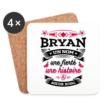 BRYAN UN NOM UNE FIERTÉ AUCUN RIVAL - Dessous de verre (lot de 4) - blanc - Devant
