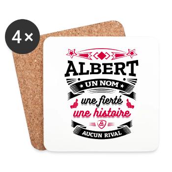 ALBERT UN NOM UNE FIERTÉ AUCUN RIVAL - Dessous de verre (lot de 4) - blanc - Devant