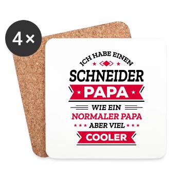 SCHNEIDER PAPA: VATERTAG, GEBURTSTAG, WEIHNACHTEN - Untersetzer (4er-Set) - Weiß - Vorne