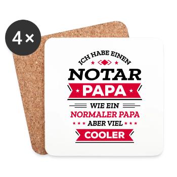 NOTAR PAPA COOL, RECHT, STIL, EXPERT - Untersetzer (4er-Set) - Weiß - Vorne