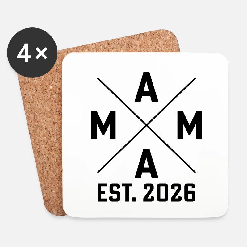 Mama est. 2026 - Untersetzer (4er-Set) - Weiß