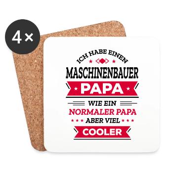 MASCHINENBAUER PAPA - COOL, VATERTAG, WEIHNACHTEN - Untersetzer (4er-Set) - Weiß - Vorne