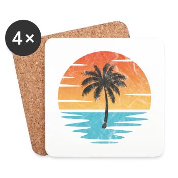 Plage Coucher de soleil - Dessous de verre (lot de 4) - blanc - Devant