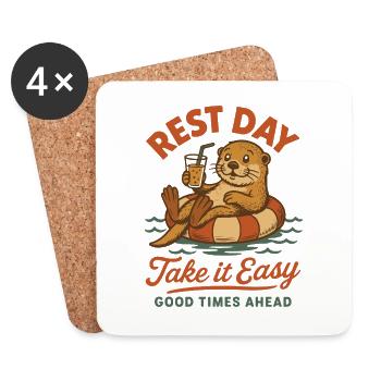Seeotter Rest Day – Lustiges Faulenzen & Sommerdes - Untersetzer (4er-Set) - Weiß - Vorne